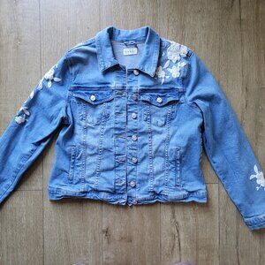 Nicole Miller Floral Embroidery Jean Jacket